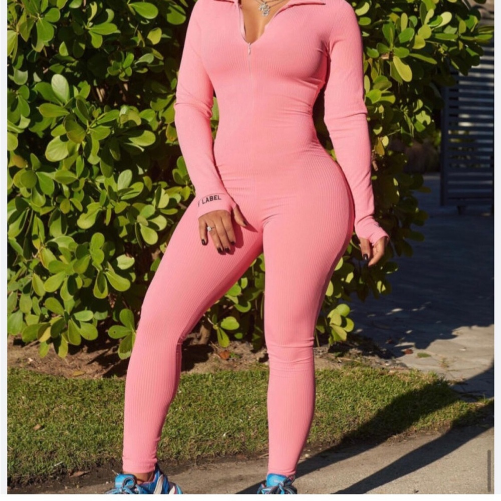 Brand new, never worn, pink ribbed  jumpsuit